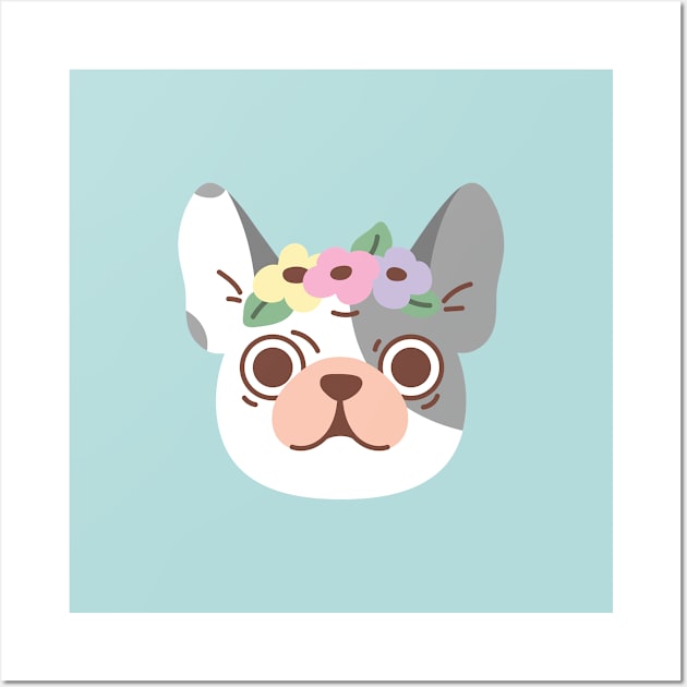 French bulldog and flowers Wall Art by Noristudio